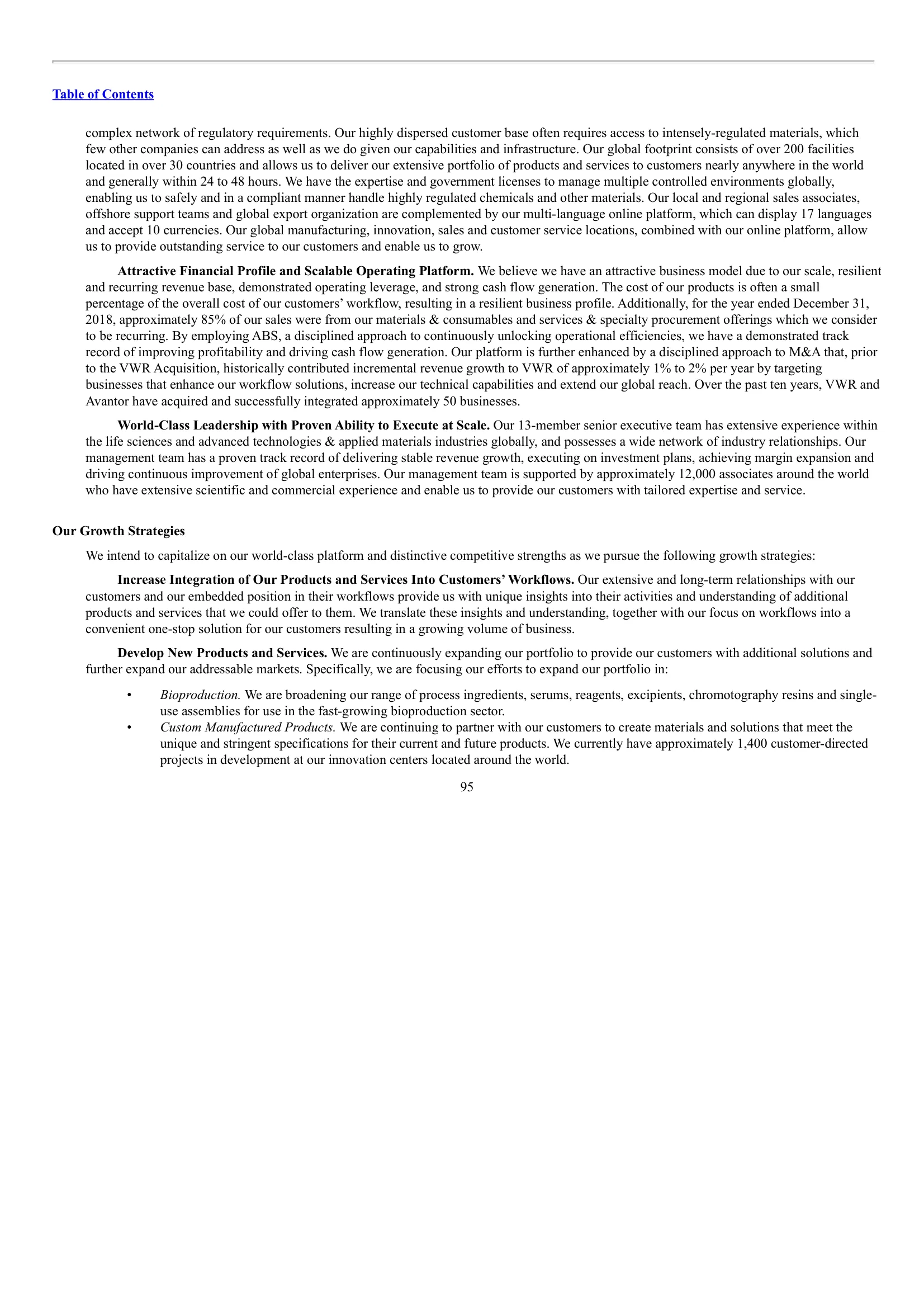 Avantor, Inc. — IPO Prospectus (2019) — Business — Competitive Strengths