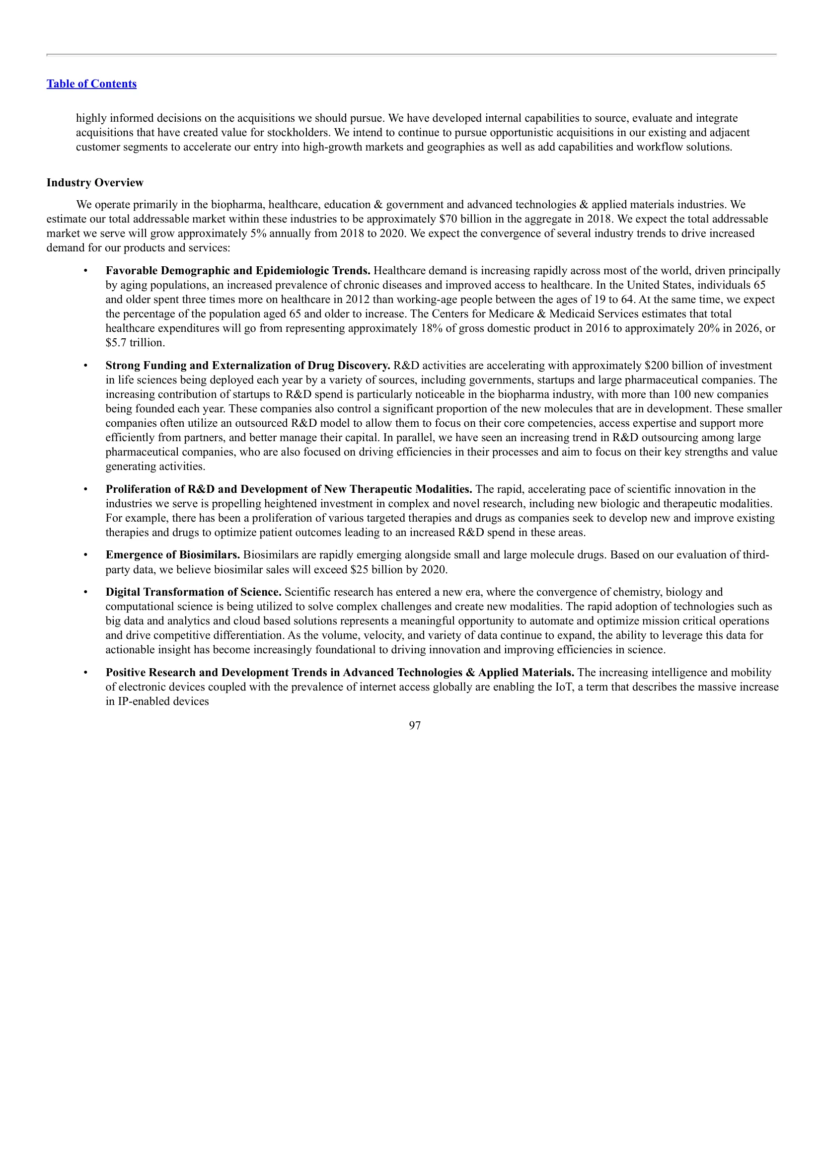 Avantor, Inc. — IPO Prospectus (2019) — Business — Industry Overview